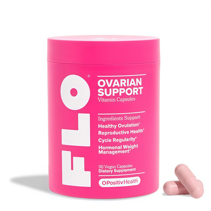 O Positiv FLO Ovarian Health Support - Hormone Balance for Women, Supplement with DIM, Myo & D-Chiro Inositol, Folic Acid - Supports Healthy Ovulation, Cycle Regularity - 30 Servings