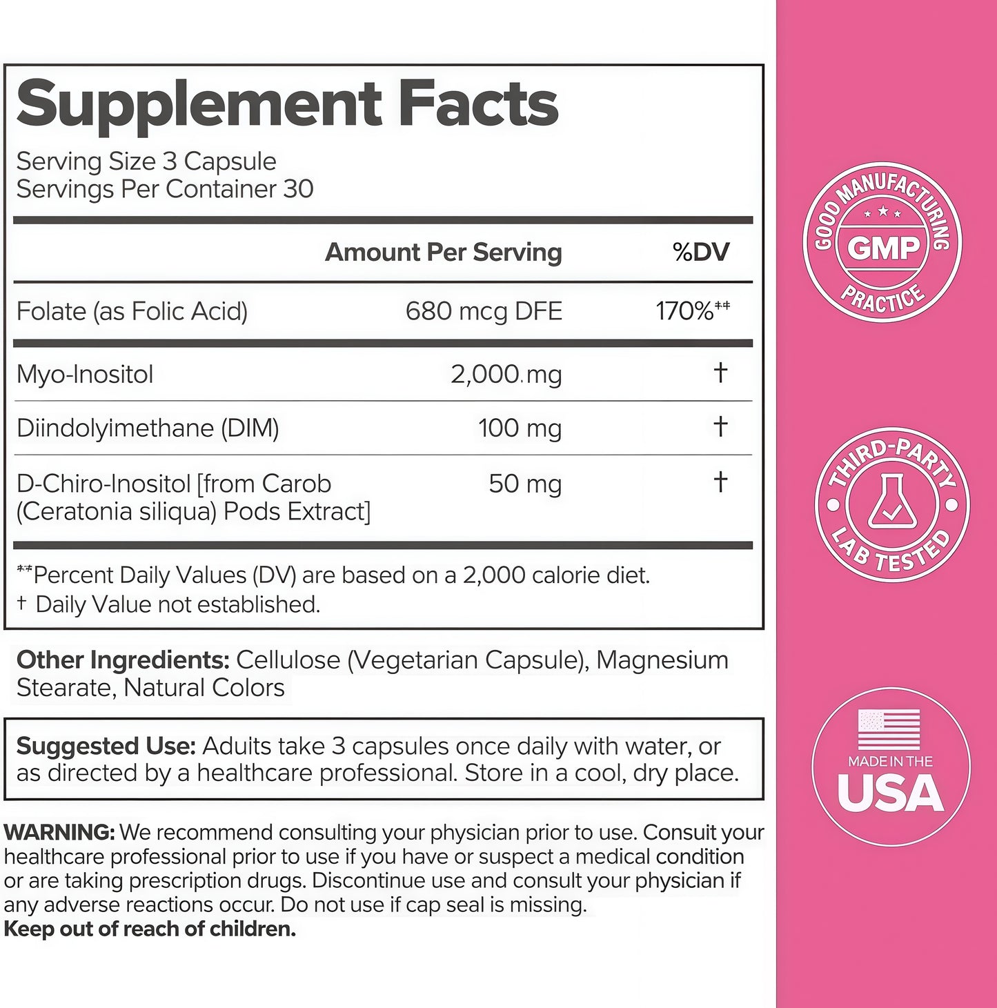 O Positiv FLO Ovarian Health Support - Hormone Balance for Women, Supplement with DIM, Myo & D-Chiro Inositol, Folic Acid - Supports Healthy Ovulation, Cycle Regularity - 30 Servings