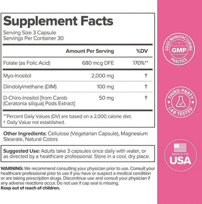 O Positiv FLO Ovarian Health Support - Hormone Balance for Women, Supplement with DIM, Myo & D-Chiro Inositol, Folic Acid - Supports Healthy Ovulation, Cycle Regularity - 30 Servings